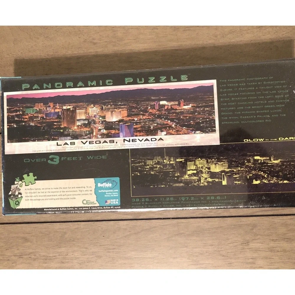 Las Vegas Nevada Glow in the Dark 750 Pieces Panoramic Puzzle Unopened Brand New